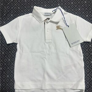 Burberry Kids Polo in White with Gold Logo